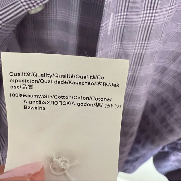 Men’s Boss Purple Windowpane Button Down Dress Shirt - 16 Sharp Fit - Picture 8 of 9